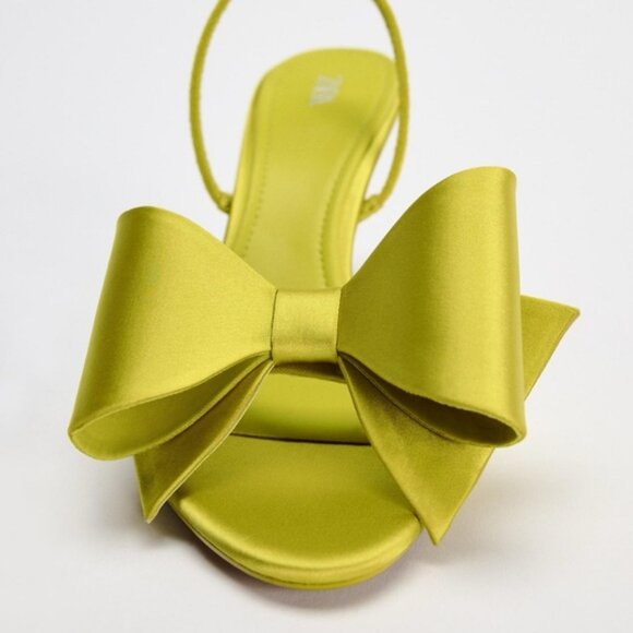SATIN EFFECT BOW HIGH HEEL SANDALS - Picture 5 of 5